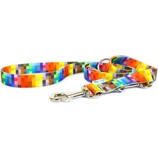 Matteo Adjustable leash Pixels 25 mm - Hundeleine - 220 cm (25, Hund, Allgemein), Halsband + Leine