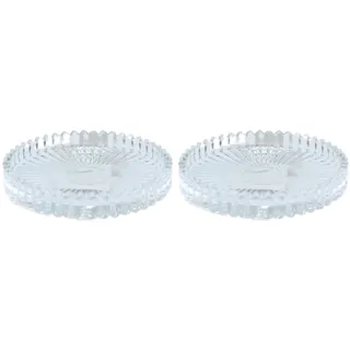 Dekohelden24 Kerzenteller 2er Set Glas klar/transparent