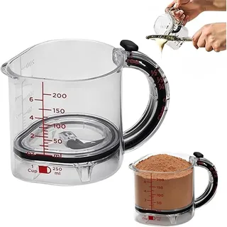 Azttior 4-in-1 Verstellbarer Messbecher 250 ml – Multifunktionaler Kunststoff Messbecher mit Waage, Leicht zu Reinigen, Measuring Cup Klein für Backzubehör, Küchenzubehör, küchenutensilien
