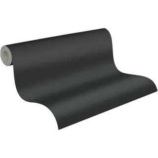 A.S. Création Vliestapete mit Textilstruktur - dunkle Uni-Tapete in Schwarz 10,05 m x 0,53 m - 371781