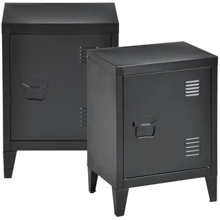 [en.casa] Nachtschrank-Set 2 Tlg. Inari , Schwarz , Metall , 40x57x30 cm , Schlafzimmer, Nachtkästchen