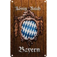 Blechschild 20x30 cm - Königreich Bayern Holzoptik