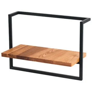 Wandregal , Schwarz , Holz, Metall , 43x20x30 cm , Handmade in Europe , hängend , Wohnzimmer, Regale, Wandregale