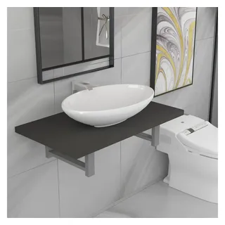 vidaXL Badmöbel-Set Keramik 2-tlg. Grau