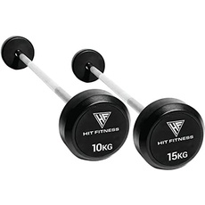 Hit Fitness Unisex-Adult Round Rubber End Barbell 30KG, Black & Chrome, 108.6 x 21 x 21 cm