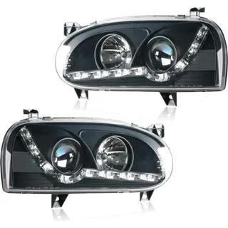 LLCTOOLS LED Tagfahrlicht Optik Scheinwerfer Für VW Golf 3 schwarz Limo Kombi