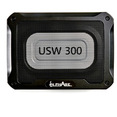 In Phase Car Audio USW300 300 W Ultraflaches, kompaktes aktives Subwoofersystem für den Untersitz, Aluminiumdruckguss, 1 Stück