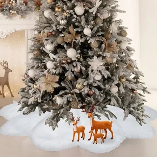 Weihnachtsbaum Decke, 122cm Weihnachtsbaum Teppich Weiss Blütenblattform, Christmas Decorations Christbaumdecke Weiß für Weihnachtsbaum Deko