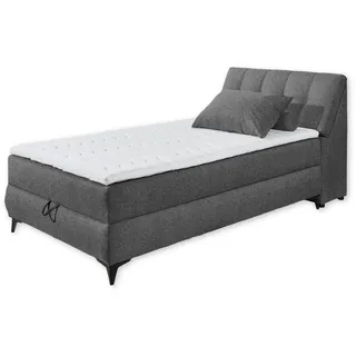 Stella Trading Atlantis 6 Boxbett 120x200 in Anthrazit - Bequemes Einzelbett mit Bettkasten und Kaltschaum Topper - 125 x 102 x 240 cm (B/H/T)