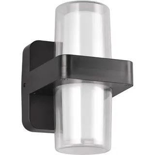 Reality Leuchten LED Außen Wandleuchte Limeira R24266232, Kunststoff Schwarz matt, Kunststoff klar, inkl. 2x 2.5 Watt LED