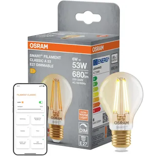 Osram SMART+ Matter Leuchtmittel E27 Classic 6W Gold dimmbar warmweiß