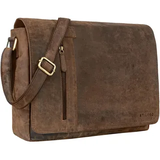 STILORD 'Nicolas' Messenger Bag Leder Große Umhängetasche Laptoptasche 15,6 Zoll Aktentasche Business für Herren Damen Echtes Leder, Farbe:colorado - braun