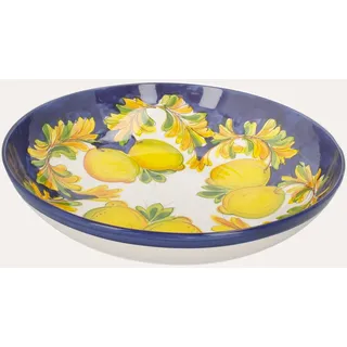 KEYHOMESTORE | Große Salatschüssel mit dekorativem Zitronenmotiv - Blau