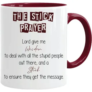 The Stick Prayer Geschenktasse mit lustigem Griff für Weihnachten, lustiges Geschenk, Feiern, groß, robust, mit Dino-Beschichtung, spülmaschinen-/mikrowellenfest, Keramik