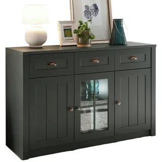Furn.Design Sideboard grün Landhaus 130 x 86 cm, Kommode mit viel Stauaum , Grün , Kunststoff , Nachbildung , Uni , 130x86x43 cm , Kleinmöbel, Kommoden, Sideboards