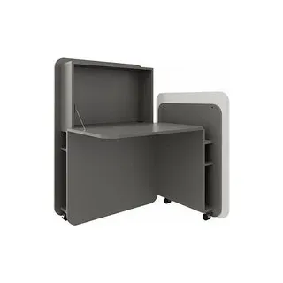 fm FLATup  Sekretär basalt/ diamantweiß rechteckig, schwarz 107,0 x 41,5 - 91,0 cm