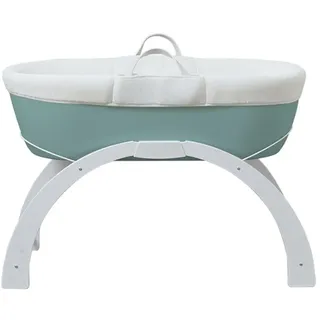 Shnuggle Dreami Babykorb, Wiege und gebogener Schaukelständer, tragbar, höhenverstellbar, Eukalyptus