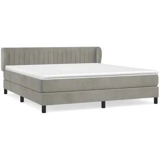 vidaXL Boxspringbett mit Matratze Hellgrau 160x200 cm Samt1397650