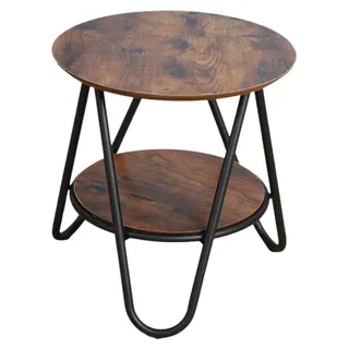 Runder Couchtisch mit zusätzlicher Ablage, Industrial Vintage, 40x42cm - Schwarz