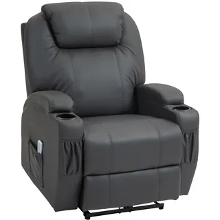 Homcom Fernsehsessel mit Liegefunktion Kunstleder 160 x 100 x 80 cm Dunkelgrau elektrisch