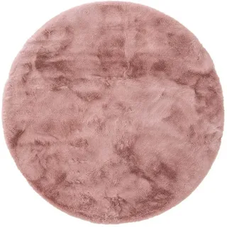 benuta nest Kunstfell-Teppich, Rosa, Textil, Beton Optik, rund 180x180 cm Gots, wasserabweisend, Teppiche ø Böden, Teppiche