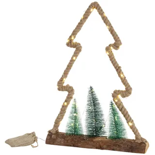 ECD-Germany Weihnacht Figur Jute , Braun , Holz , 6.5x45x35 cm , Dekoration, Weihnachtsdekoration