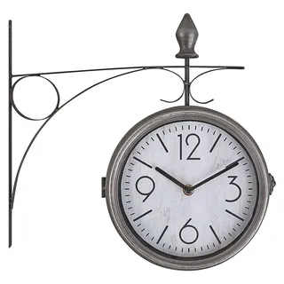 BELIANI Bahnhofsuhr Silber Vintage Eisenhaltig Rund Retro für Wohnzimmer - Weiß