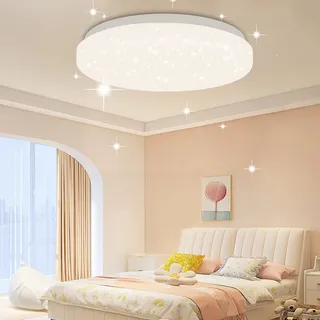 ZMH LED Deckenleuchte Sternenhimmel Deckenlampe Klein Rund 15W 3000K 21cm Warmweiß Modern für Schlafzimmer Treppenhaus Küche Wohnzimmer Büro Flur - Weiß