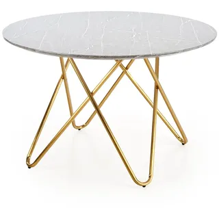 Halmar Runden Esstisch Bonello - grauer Marmor / golden - Grau