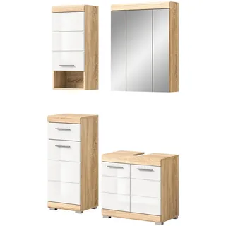 inn.furn Mambo 4-tlg. Weiß Hochglanz, Eiche