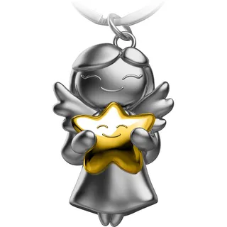 FABACH Schutzengel Schlüsselanhänger Star - Weihnachtsengel aus Metall - Weihnachten Schutzengel Glücksbringer - Süßer Engel Anhänger mit Stern als Geschenk für Freundin, Gold