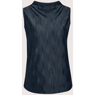 Kurzarmshirt MADELEINE "Shirt Kurzarm-Bluse mit Stehkragen, strukturiert", Damen, Gr. 44, blau (marine), Obermaterial: 100% Polyester PES., Modern, figurumspielend, Shirts Kurzarmshirt, Offene Saumkante