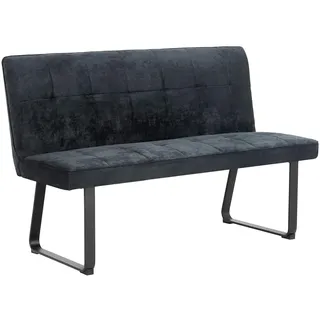 byLIVING Bank TALEA/gepolsterte Sitzbank 140 cm/Webstoff-Bezug dunkelgrau/Metall Gestell schwarz pulverbeschichtet/Bank mit Rückenlehne/Wartebank/Esszimmerbank / 140 x 92 x 59 cm (BxHxT)