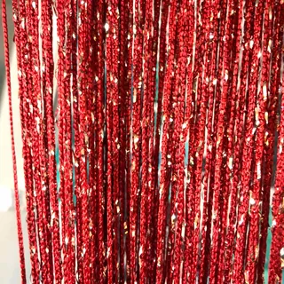 Vagasi Fadenvorhang Weinrot Einfarbig Glitzer im 2er Set Fadengardine Blickdicht Dekovorhang Vorhänge für Fotohintergrund Lametta Party Hochzeit Gartenhaus, 100x200cm