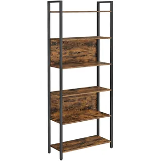 VASAGLE Bücherregal 24 x 60 x 186 cm Vintagebraun-Tintenschwarz