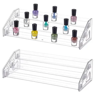 UNICRAFTALE 2er Set 3 stufiges Klar Displayregal Schwebendes Regal Wandmontiertes Acryl Aufbewahrungsregal 315x130x85mm Rechteckiges Wandregal Für Nagellack Abzeichen Miniaturfiguren