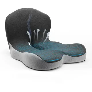 MIUUIPI Orthopädisches Sitzkissen mit Rückenlehne, Ergonomisches Sitzkissen Orthopädisch, Bürostuhlkissen Stuhlkissen Sitzring, Steißbeinkissen für Bürostuhl & Auto, Seitliche Unterstützung & Komfort