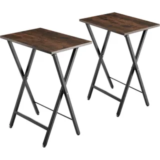 tectake Beistelltische 2er Set Phoenix, mit höhenverstellbaren Gelenkfüßen, Industrial Holz dunkel, rustikal , Rostfarben , Holzwerkstoff , Beton Optik , 36x66.5x48 cm , Wohnzimmer, Wohnzimmertische, Beistelltische