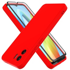 HHUIWIND Hülle Kompatibel mit Xiaomi Redmi A2 / Redmi A1 4G mit 9D Schutzfolie,Handyhülle Liquid Silikon TPU Case für Xiaomi Redmi A2 / A1 4G - Rot