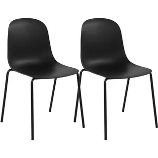 CLP Stapelstuhl 2er Set Kunststoff Schwarz , Metall , 51x85x55 cm , Esszimmer, Stühle