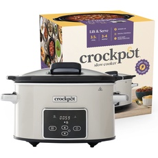Crock-Pot Digital-Schongarer Slow Cooker mit Scharnierdeckel | einstellbare Garzeit | 3,5 Liter (3-4 Personen) | Pilz & Chrom [CSC060X]