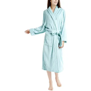 INK+IVY Damen Frottee Sherpa-Kragen Weicher Schlafanzug Kimono-Bademantel mit Tasche und Gürtel, Schalkragen und Bündchenbesatz, Mint, Small-Medium