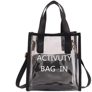 Ulalaza Große transparente, bonbonfarbene, gepunktete Strand-Umhängetasche, 2-in-1-Strandtaschen, transparente Taschen mit Innentasche für Damen