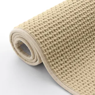 Homaxy Chenille Badezimmerteppich Weich Badematte rutschfest Waschbar Badvorleger Saugfähig Badteppich Bad Teppich Duschvorleger für Badezimmer, Dusche, Badewanne - 50x80 cm, Beige