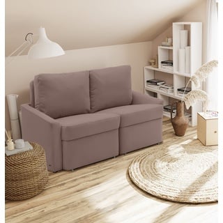 DOMO. collection Sofa Relax, 2-Sitzer Dauerschläfer, Boxspring Couch mit Schlaffunktion, Schlafsessel, Gästebett, Schlafsofa 168 x 96 x 86 cm (BxTxH), Taupe