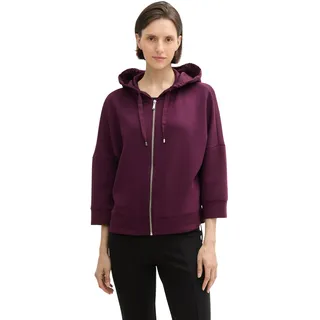 TOM TAILOR Damen 1043171 Sweatjacke mit Kapuze, 35796-Blackberry, L