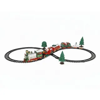 ECD Germany Weihnachtsbaum-Eisenbahn mit Lokomotive und Weihnachtsmann-Schlitten, 22-teilig
