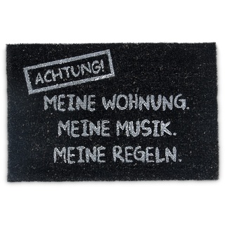 Relaxdays Kokosmatte Meine Wohnung schwarz 40,0 x 60,0 cm