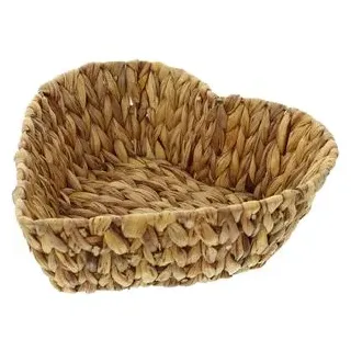 Frank Flechtwaren Dekokorb Herzform 30 x 10 cm Geschenkkorb Aufbewahrungskorb Wasserhyazinthe Metallrahmen naturfarben handgeflochten stabil