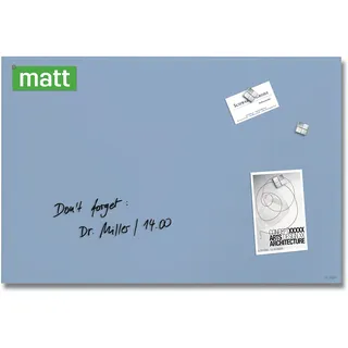 SIGEL GL513 Premium Glas-Magnettafel 60x40 cm, pastellblau: matt, nicht spiegelnd, SGS geprüft, einfache Montage, incl. 3 starke Magnete, Artverum